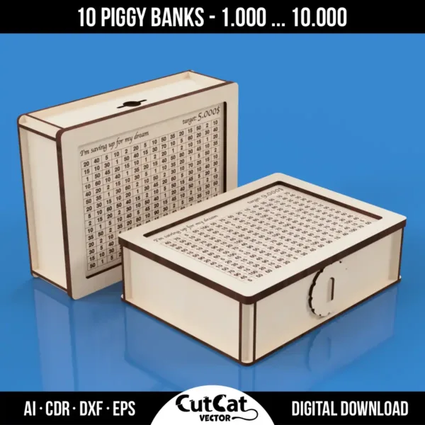 10 Target Piggy Banks - Laser Cut Files Bundle - Digital Download