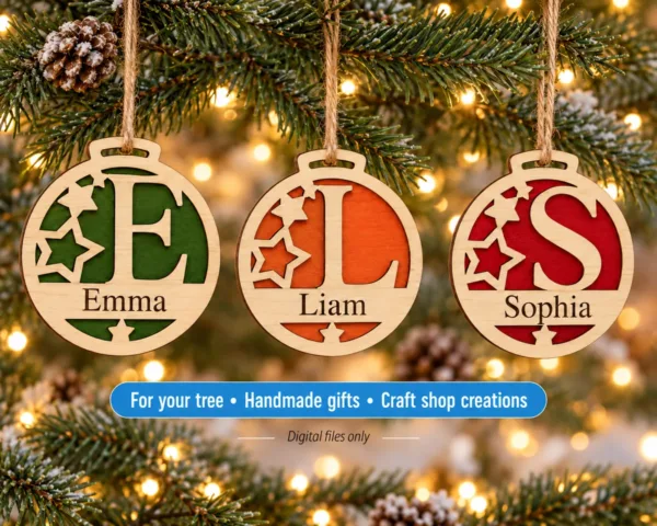 Alphabet Christmas Ornament SVG – A to Z Layered Letter Baubles