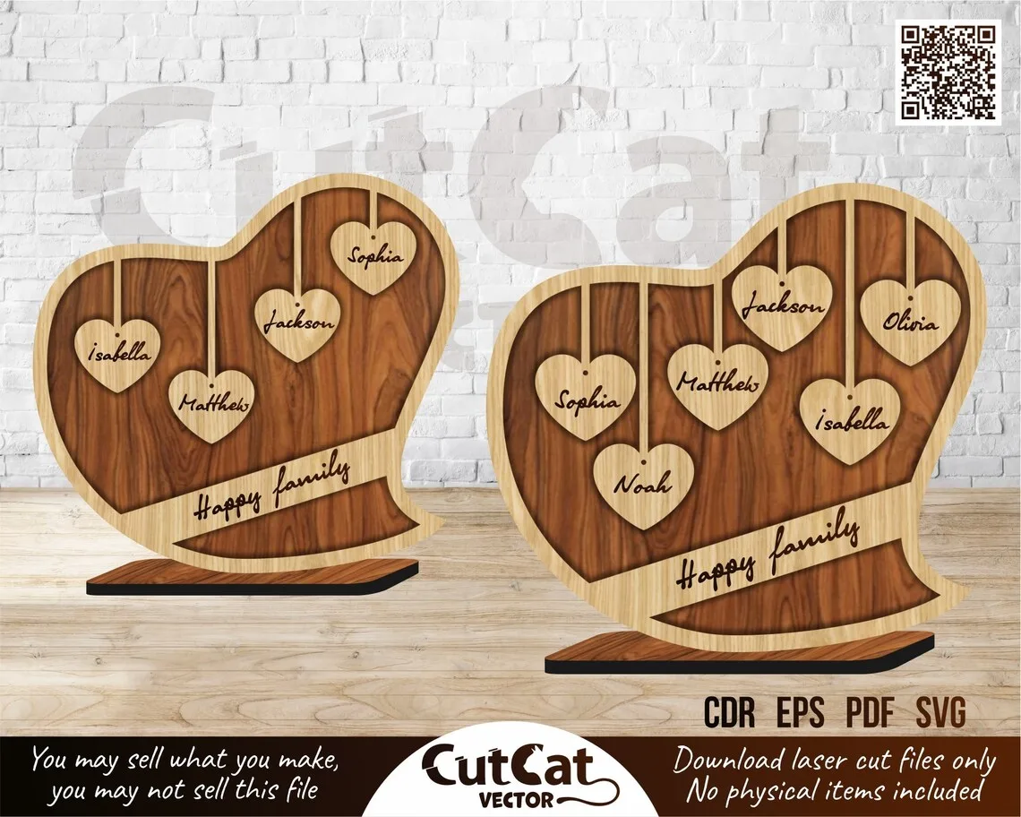Personalized Valentine Heart laser cut file – view 5
