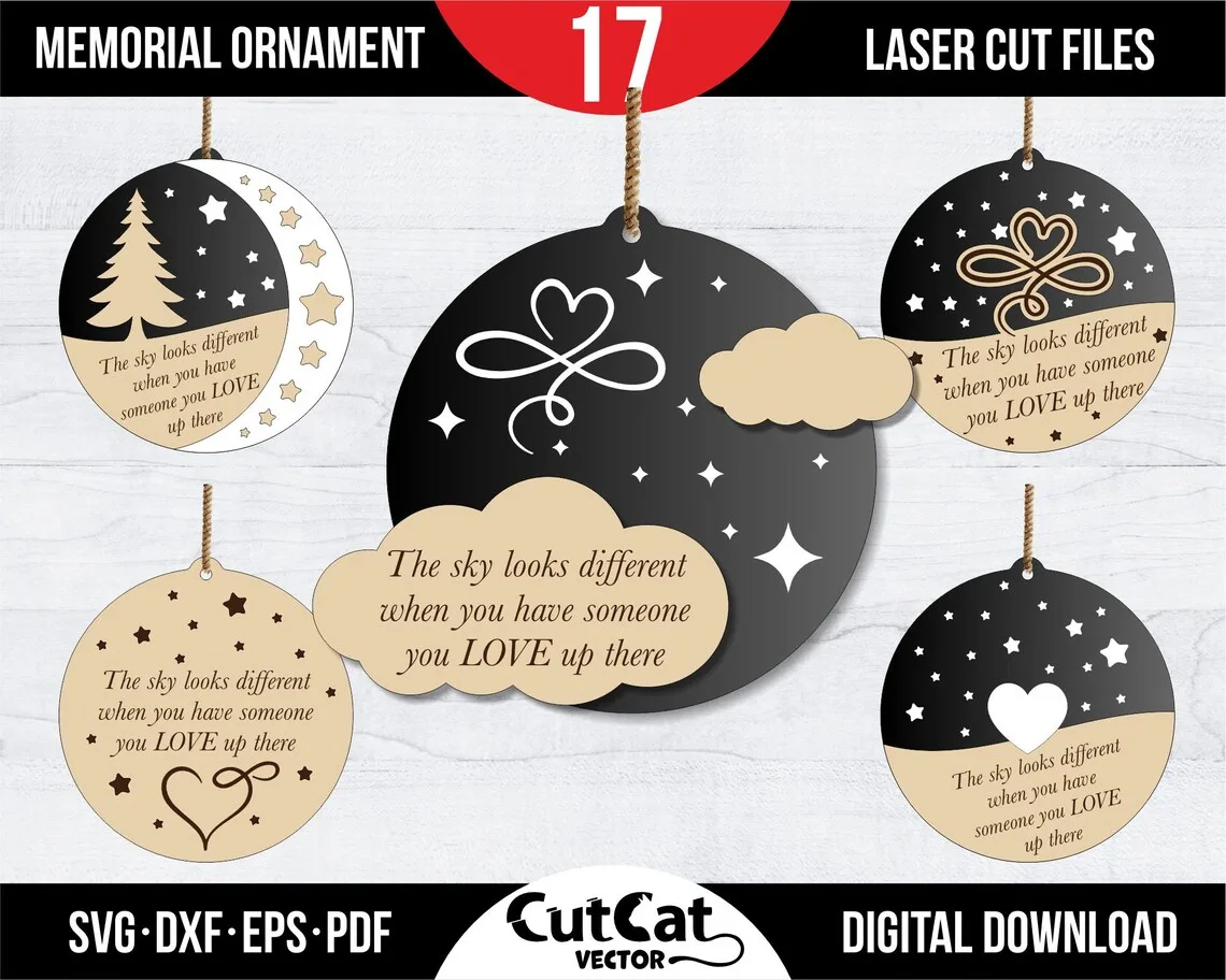 Memorial Christmas Ornament laser cut file – view 4