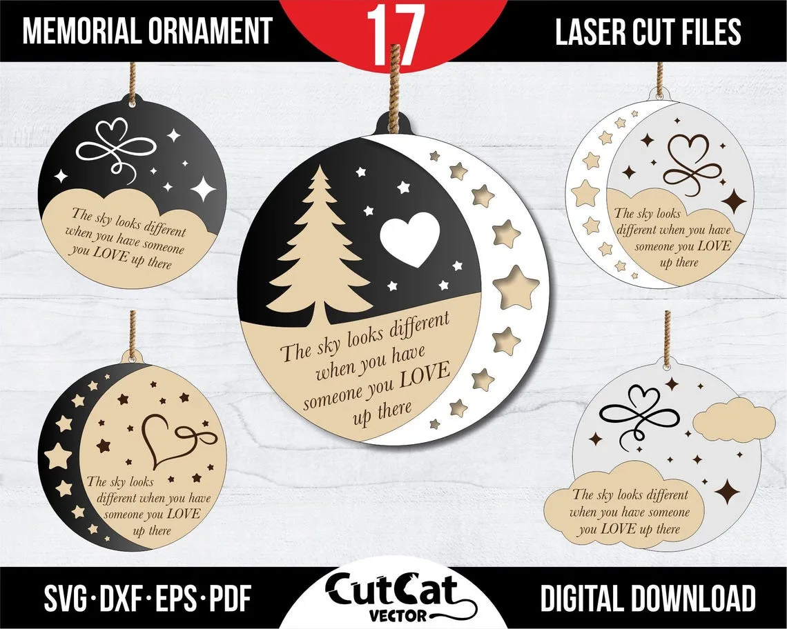 Memorial Christmas Ornament laser cut file – view 5