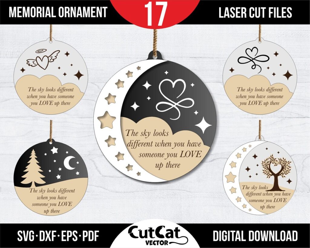 Memorial Christmas Ornament SVG – 17 Layered “In Loving Memory” Baubles