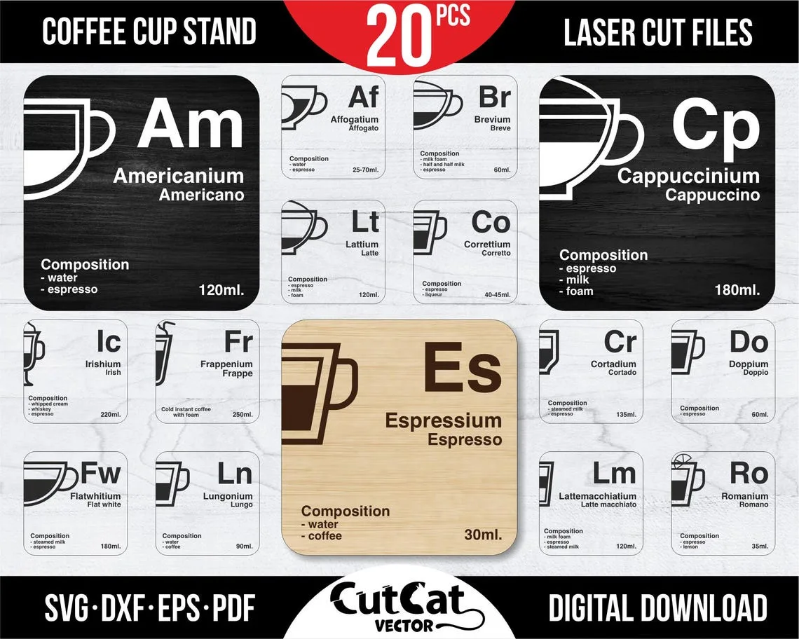 Periodic Table Coffee Coasters laser cut file – view 2