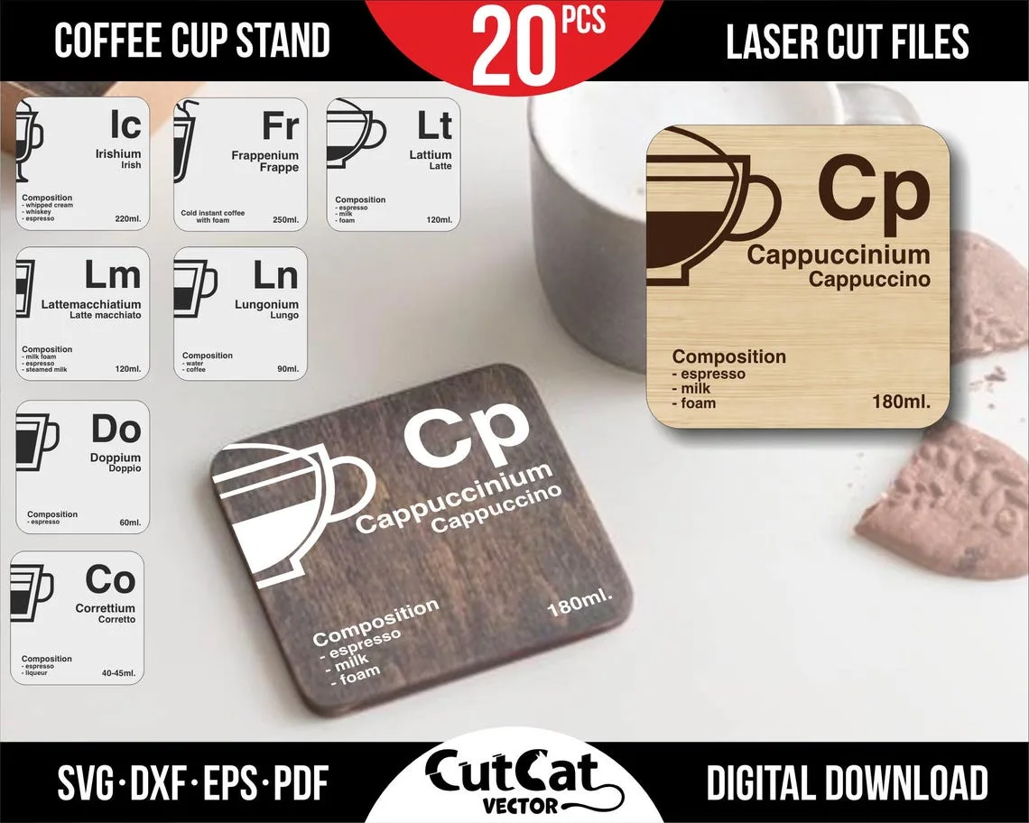 Periodic Table Coffee Coasters laser cut file