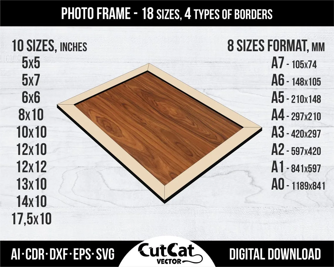 Photo Frame Bundle laser cut file – view 2