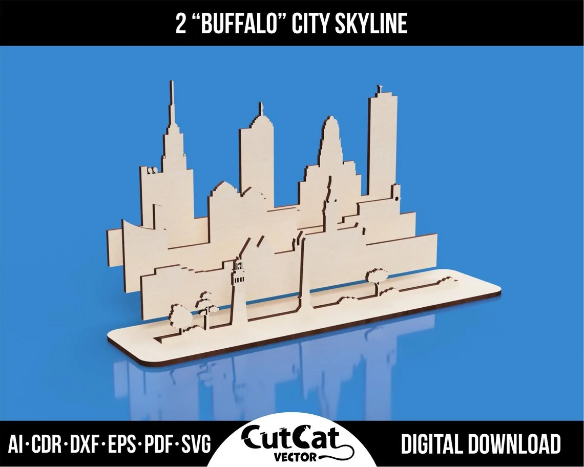 Buffalo NY Skyline laser cut file – view 2
