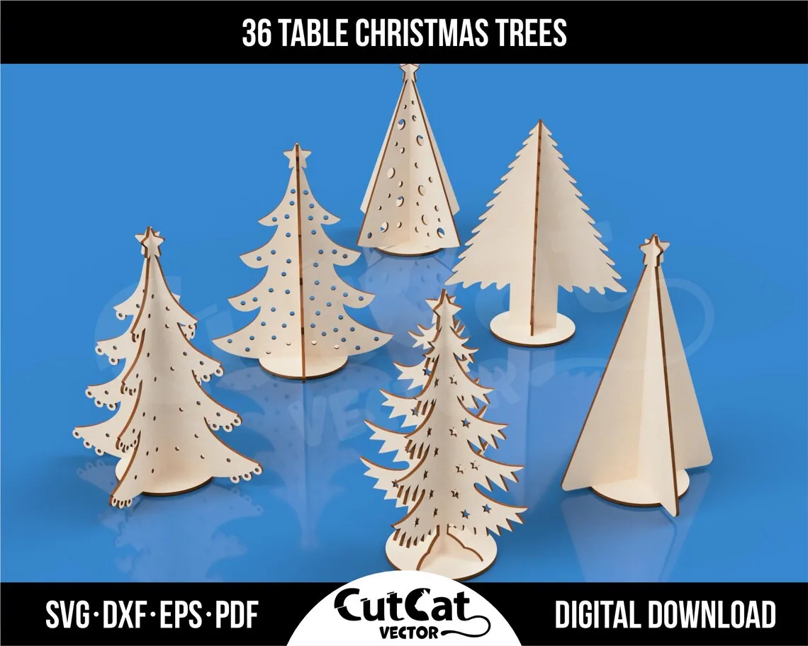 Tabletop Christmas Tree Bundle laser cut file – view 3