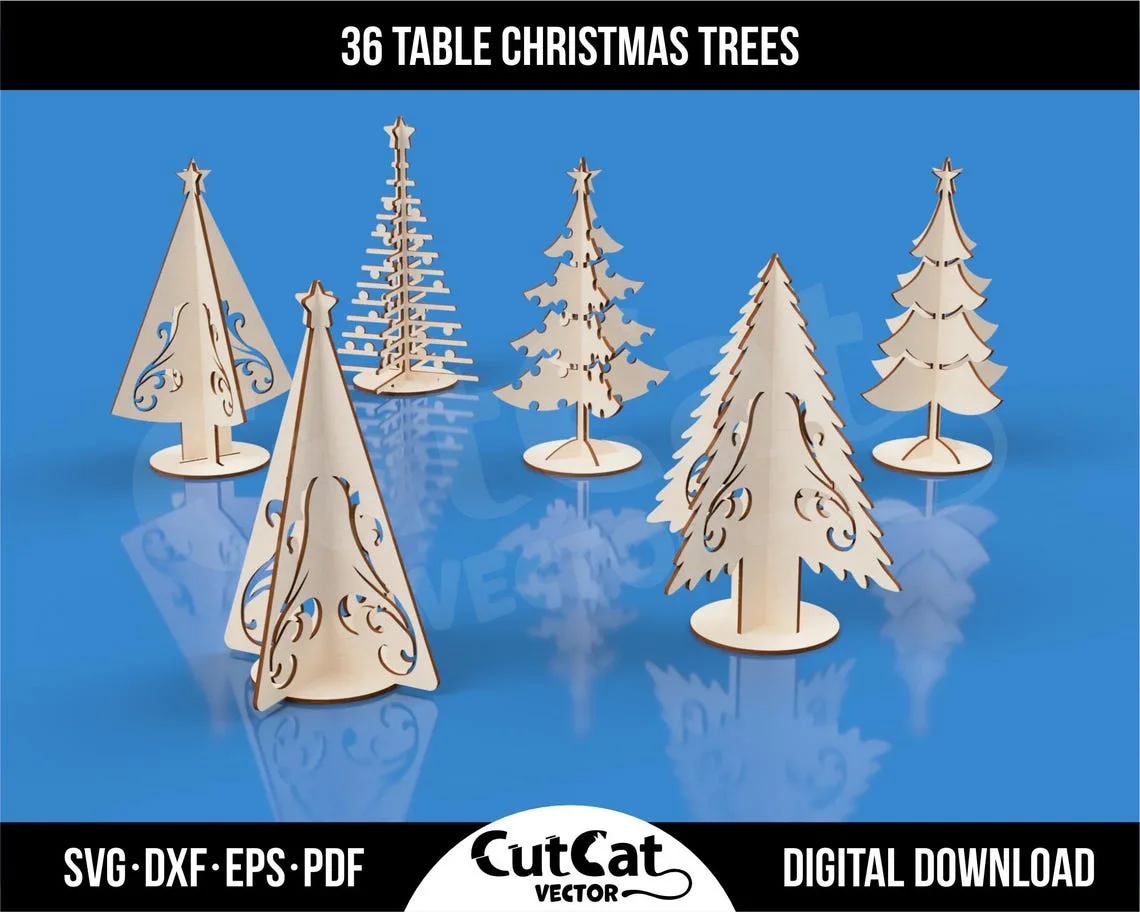 Tabletop Christmas Tree Bundle laser cut file – view 4