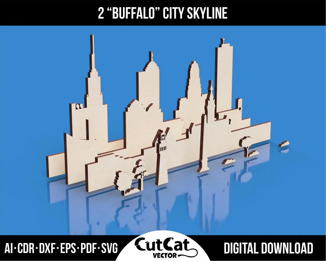 Buffalo NY Skyline laser cut file – view 4