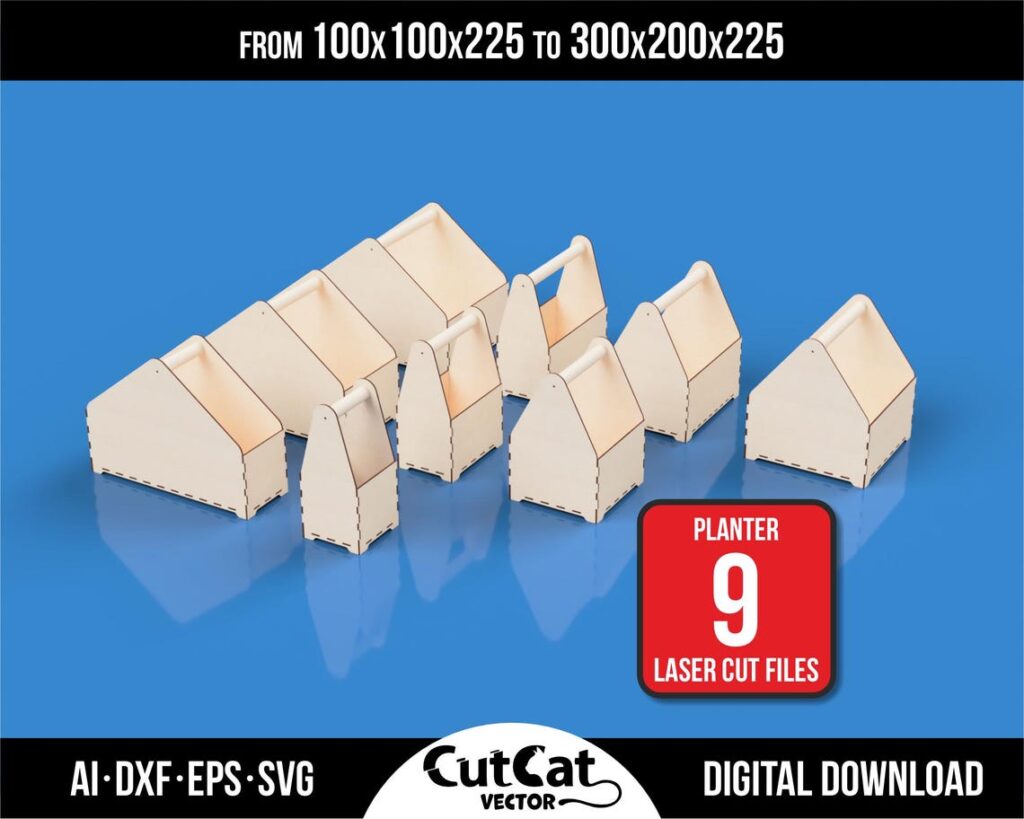 Garden Planter Box SVG – 9 Sizes for Flowers and Herbs