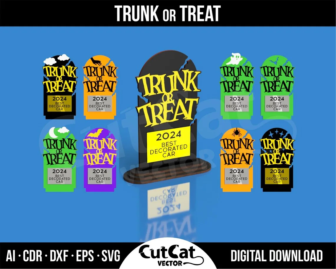 Trunk or Treat Award laser cut file – view 3