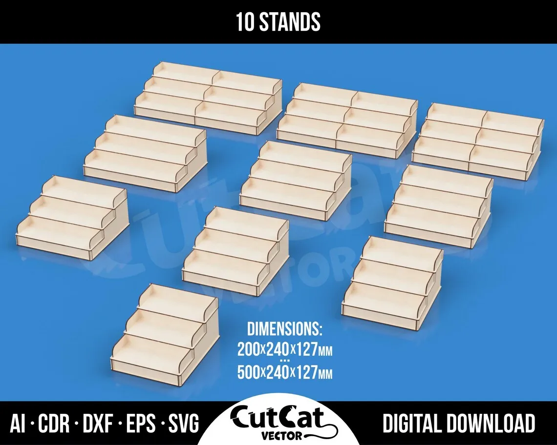 Tiered Display Stand laser cut file – view 2