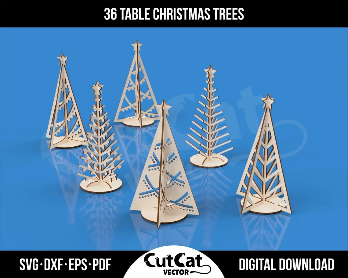 Tabletop Christmas Tree Bundle laser cut file – view 5
