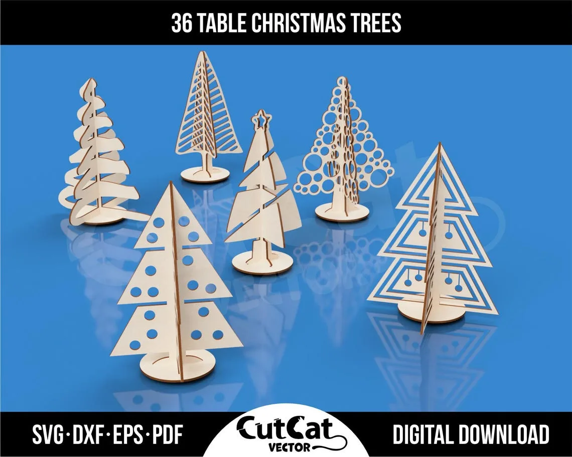 Tabletop Christmas Tree Bundle laser cut file – view 2