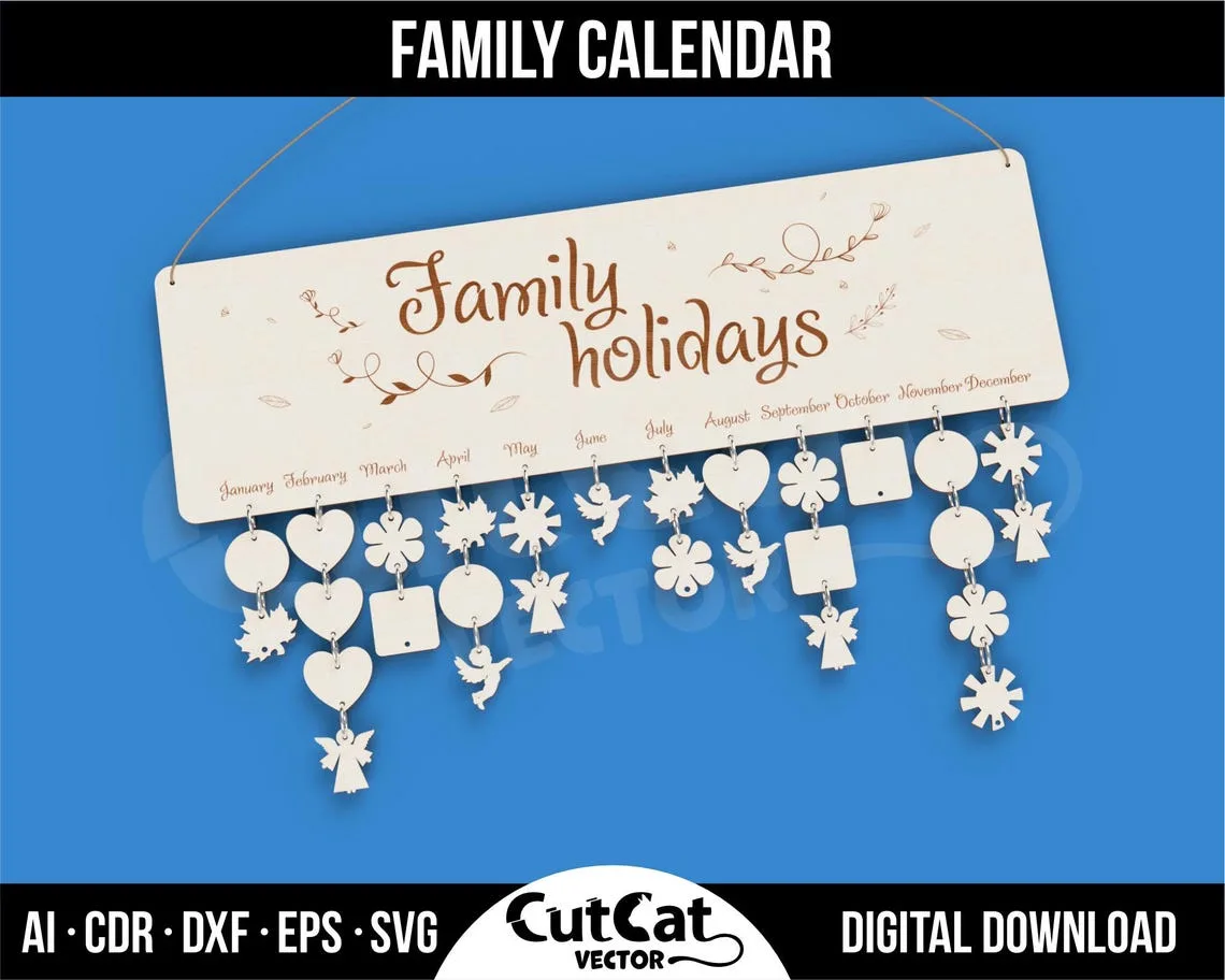 Family Birthday Calendar laser cut file