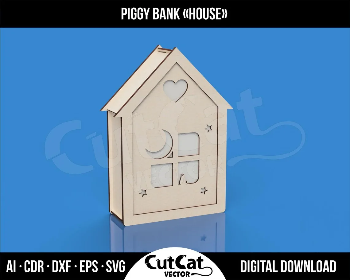 House Piggy Bank laser cut file – view 4