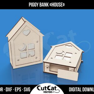 House Piggy Bank laser cut file