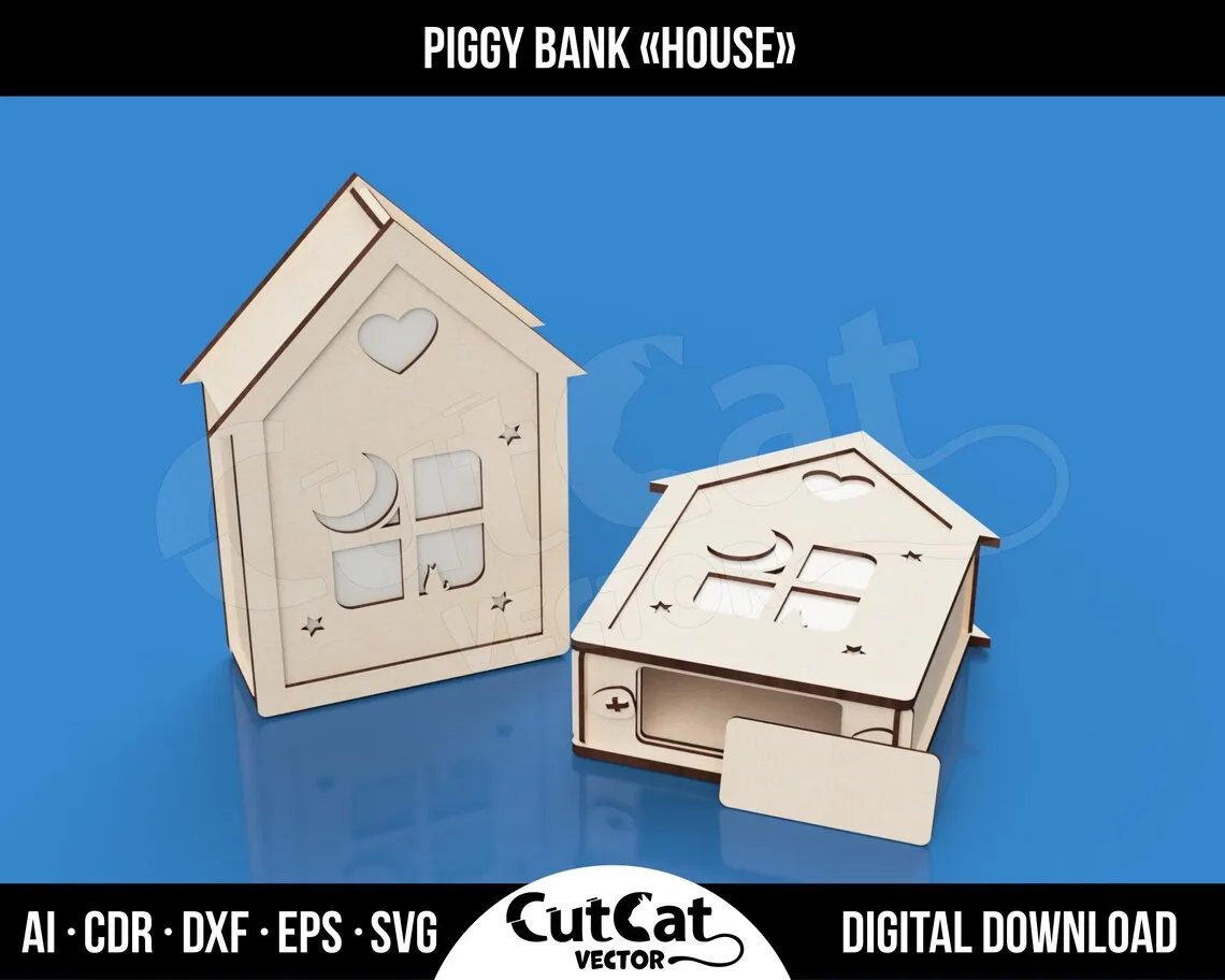 House Piggy Bank laser cut file