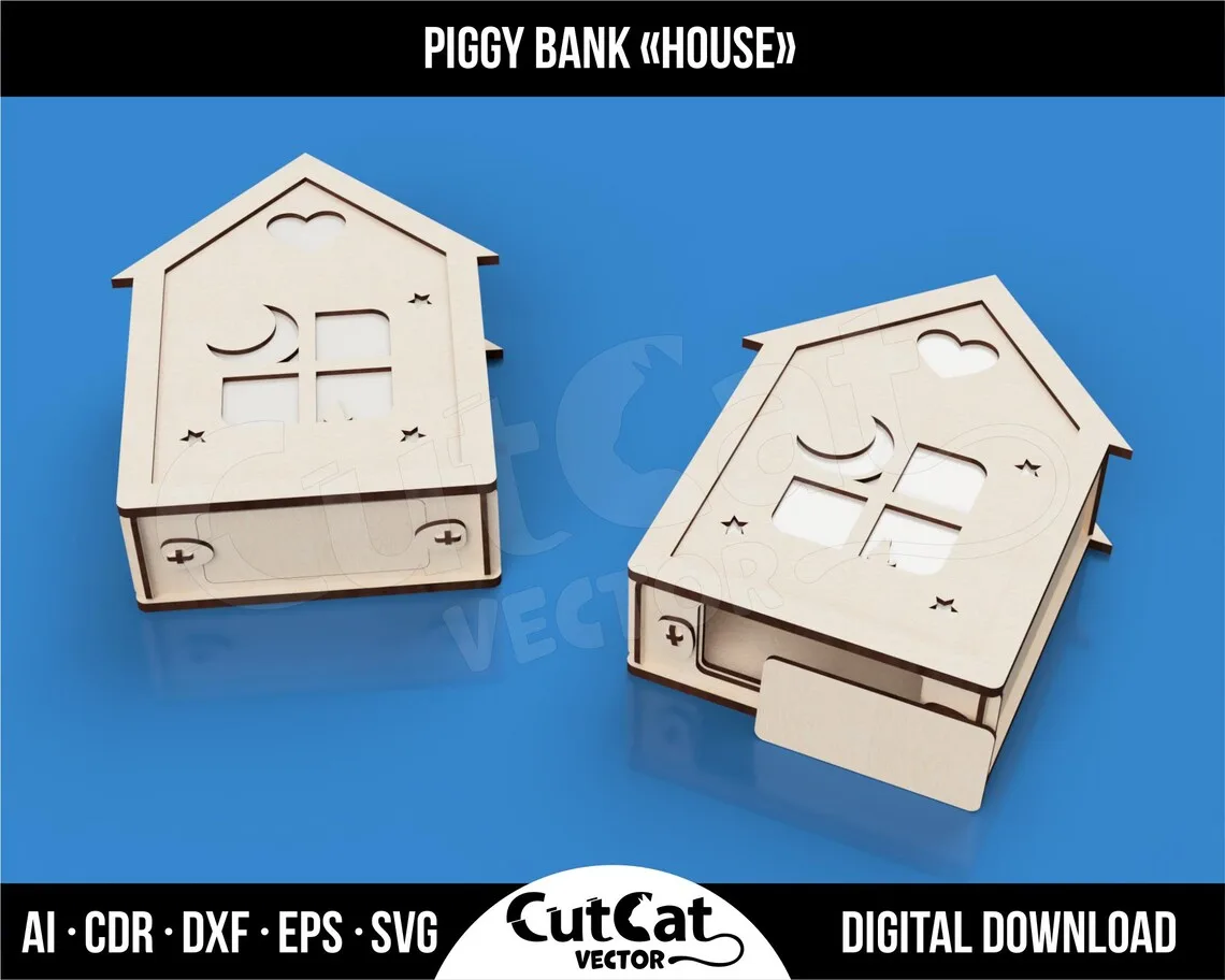 House Piggy Bank laser cut file – view 5