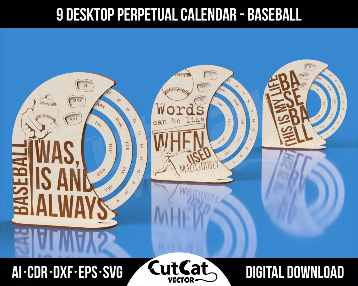 Baseball Perpetual Calendar laser cut file – view 5