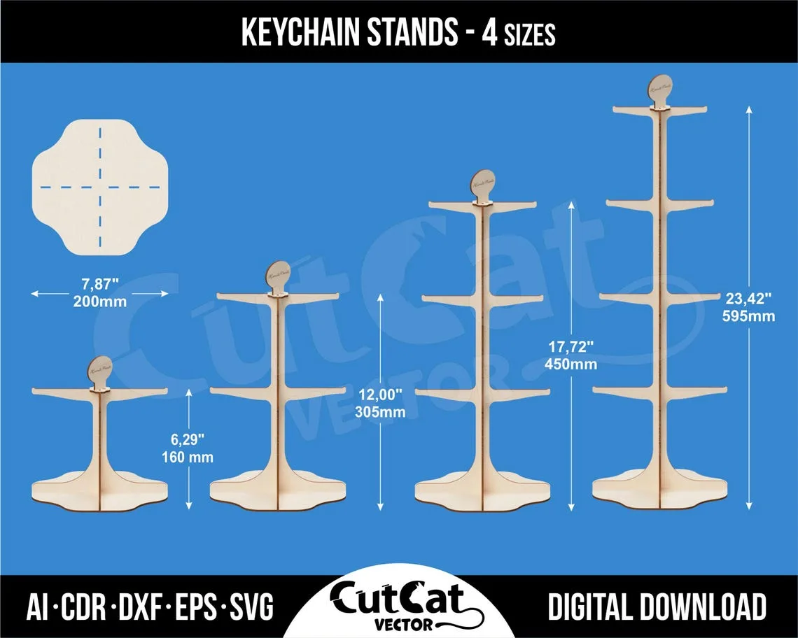 Retail Keychain Display Stand laser cut file – view 2
