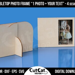 Tabletop Photo Frame with Text Area laser cut file