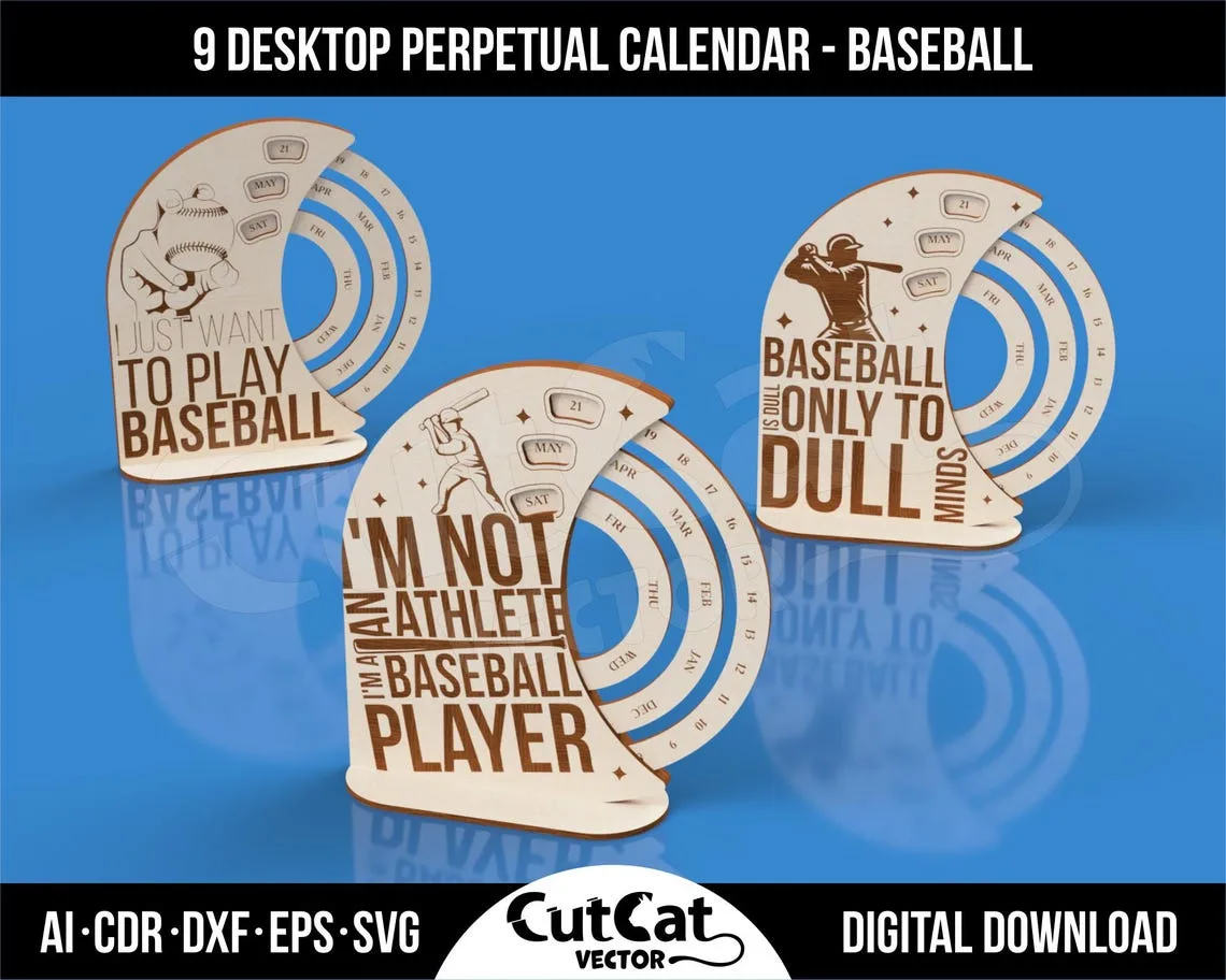 Baseball Perpetual Calendar laser cut file – view 3