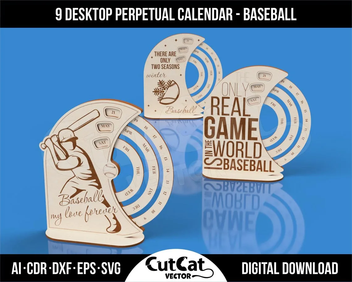 Baseball Perpetual Calendar laser cut file