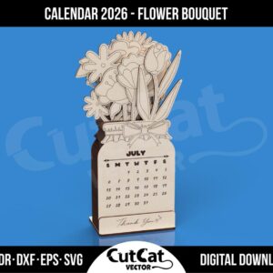 2027 Flower Bouquet Desk Calendar laser cut file