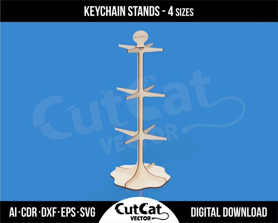 Retail Keychain Display Stand laser cut file – view 5