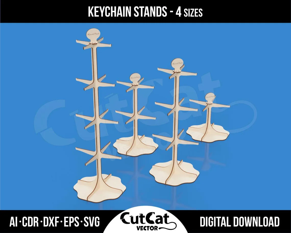 Retail Keychain Display Stand laser cut file – view 4