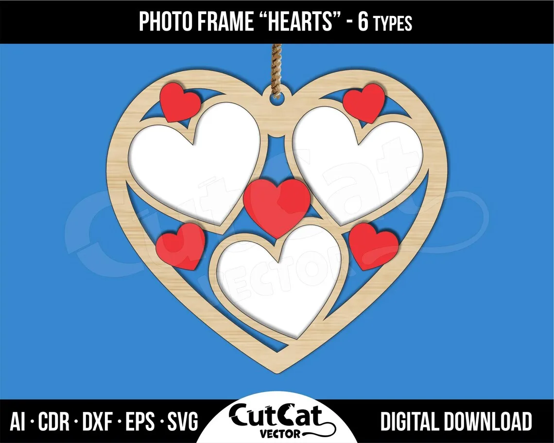 Heart Photo Collage Frame laser cut file – view 2