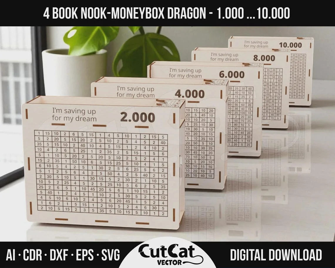 Dragon Book Nook Coin Bank laser cut file – view 2