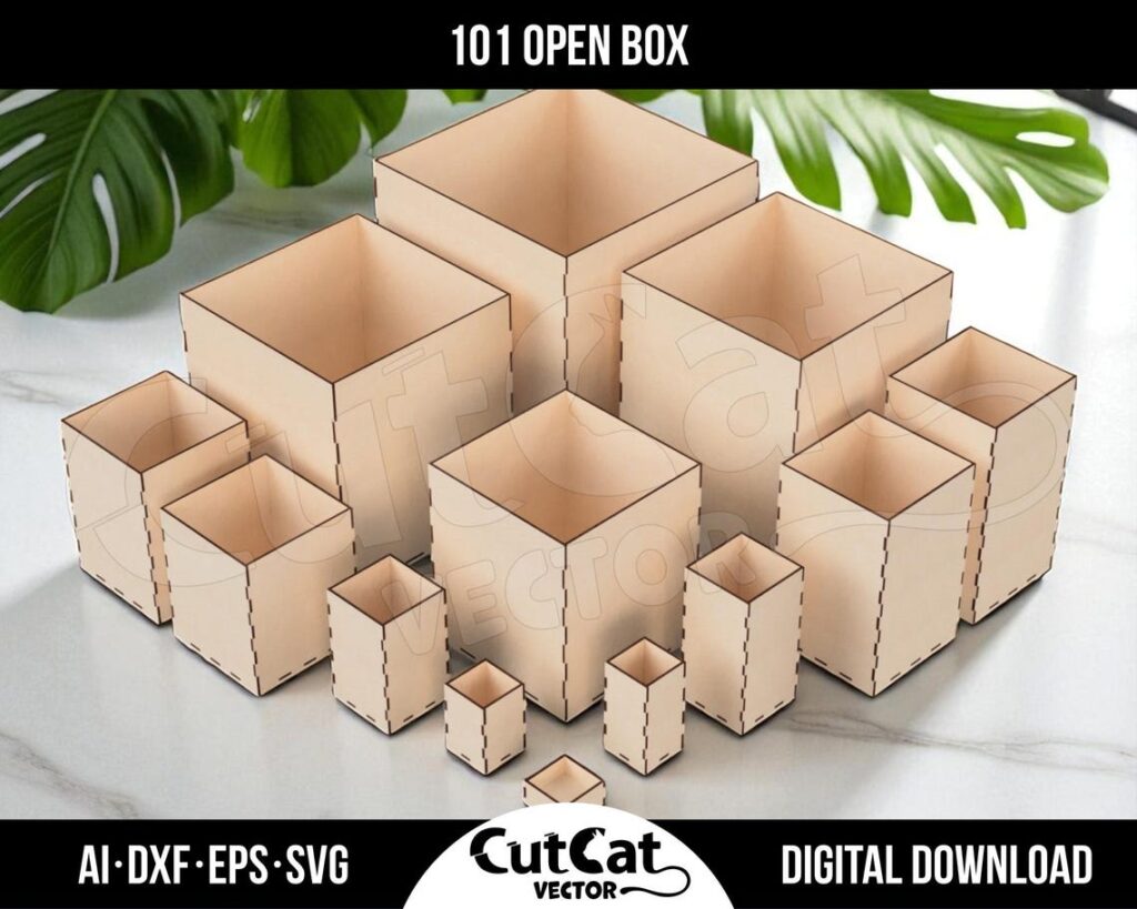 Open Box SVG Bundle – 112 Storage Box Templates from 50 to 300 mm