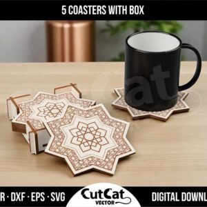 Islamic Coaster Set laser cut file