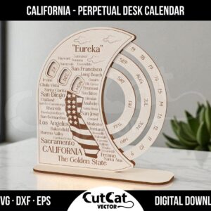 California Perpetual Desk Calendar laser cut file