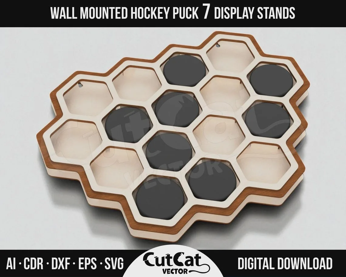 Hockey Puck Display laser cut file – view 4
