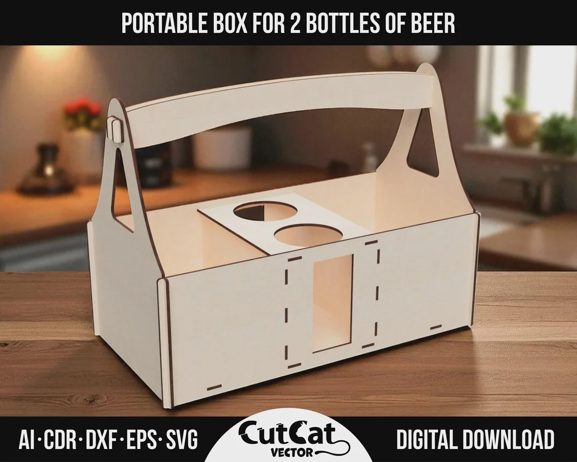 2 Bottle Beer Gift Box laser cut file
