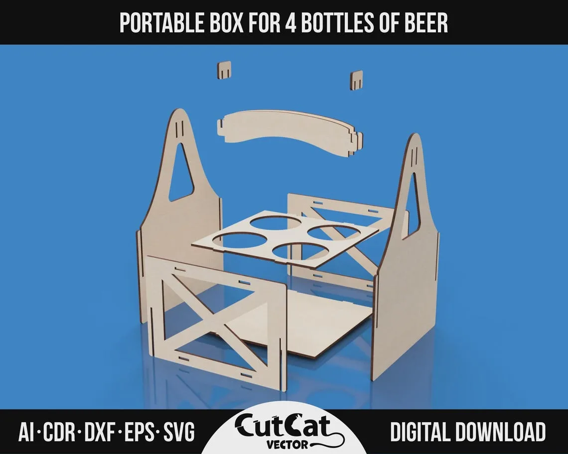 4 Bottle Beer Box laser cut file – view 5