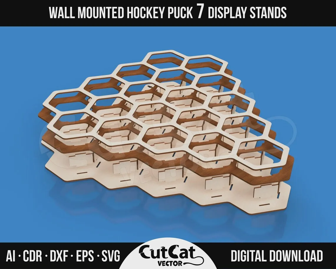 Hockey Puck Display laser cut file – view 2