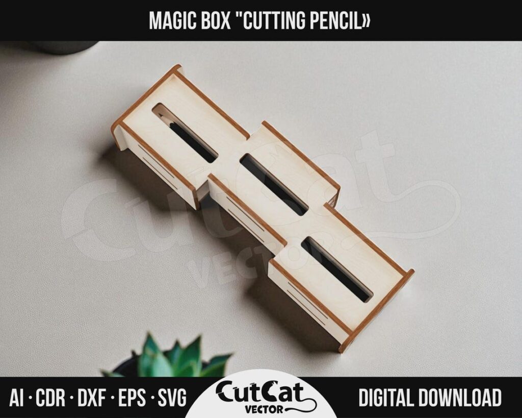 Magic Pencil Box SVG – Wooden Illusion Box that “Cuts” a Pencil