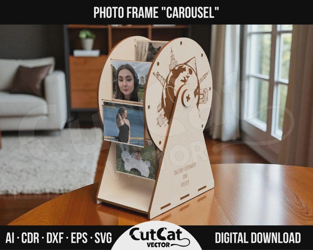 Ferris Wheel Photo Frame SVG – Rotating Carousel for 6 Photos
