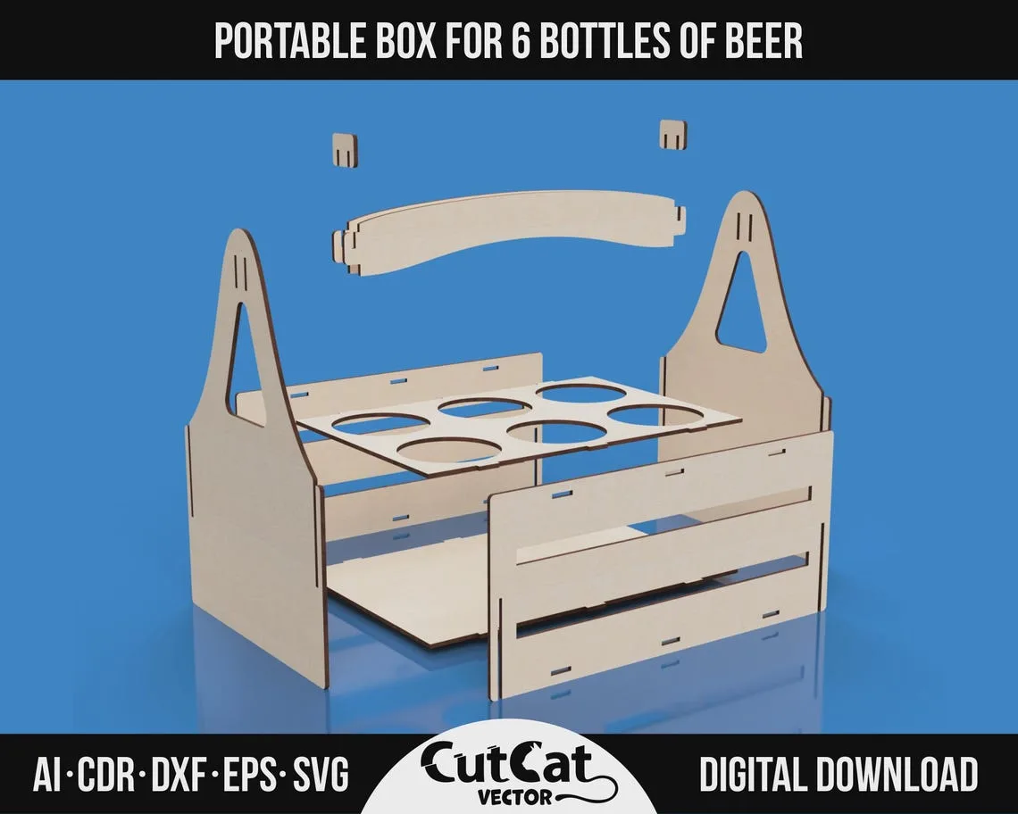 6 Bottle Beer Carrier laser cut file – view 5