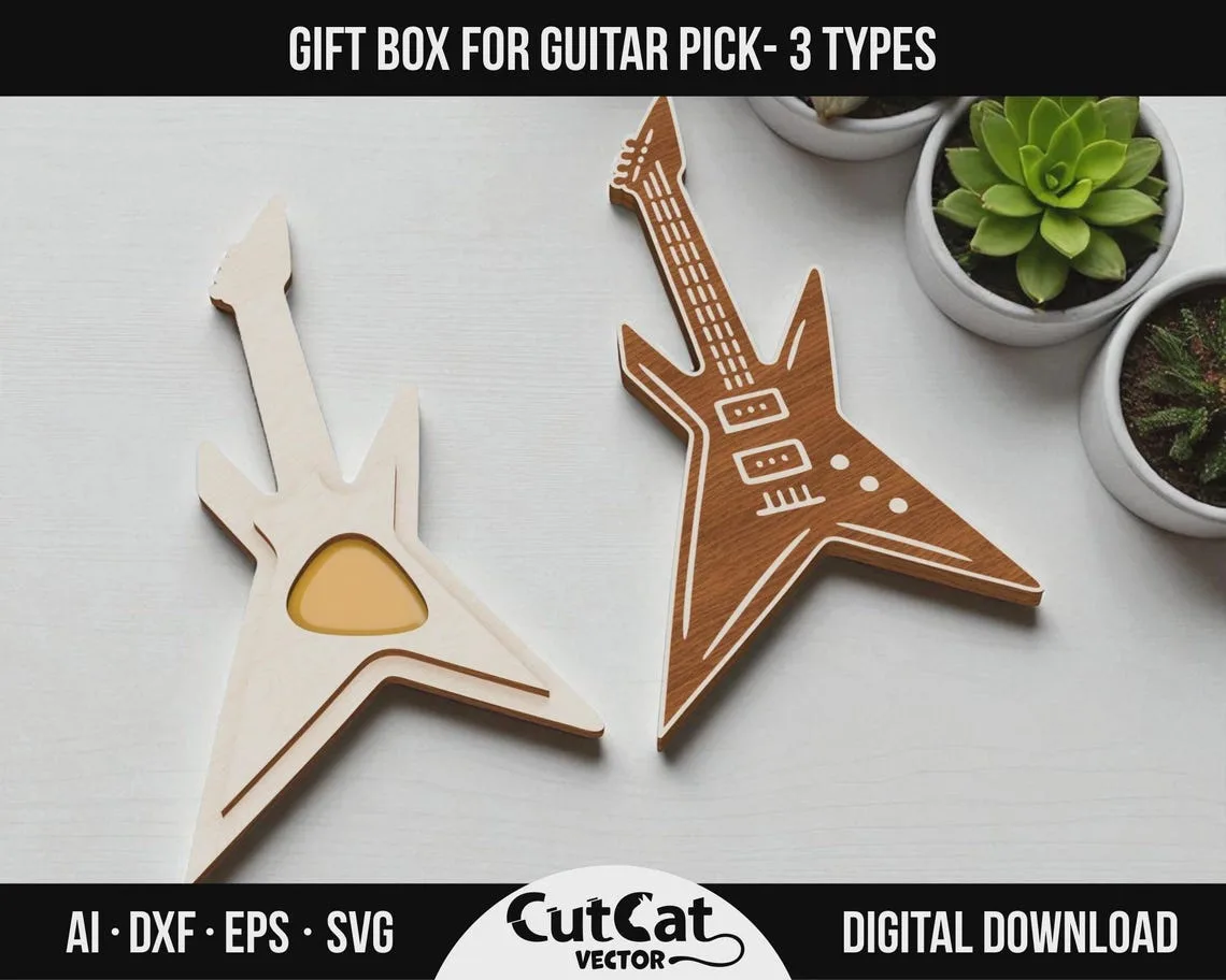 Guitar Pick Box laser cut file – view 5