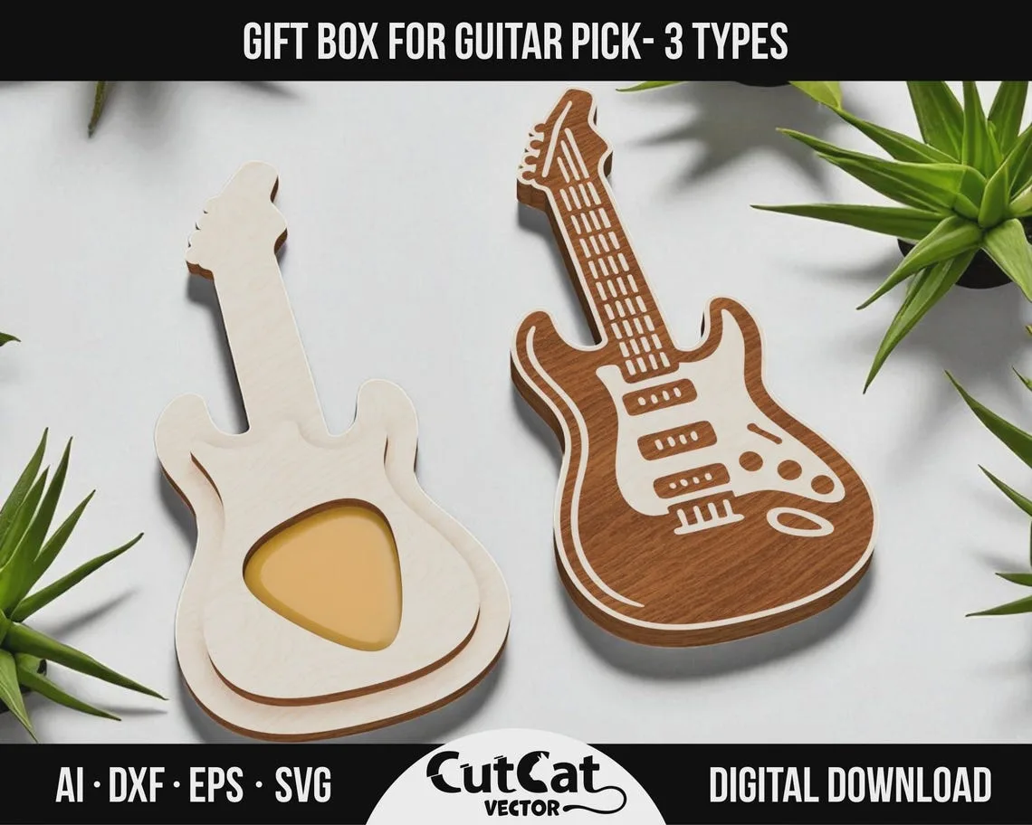 Guitar Pick Box laser cut file