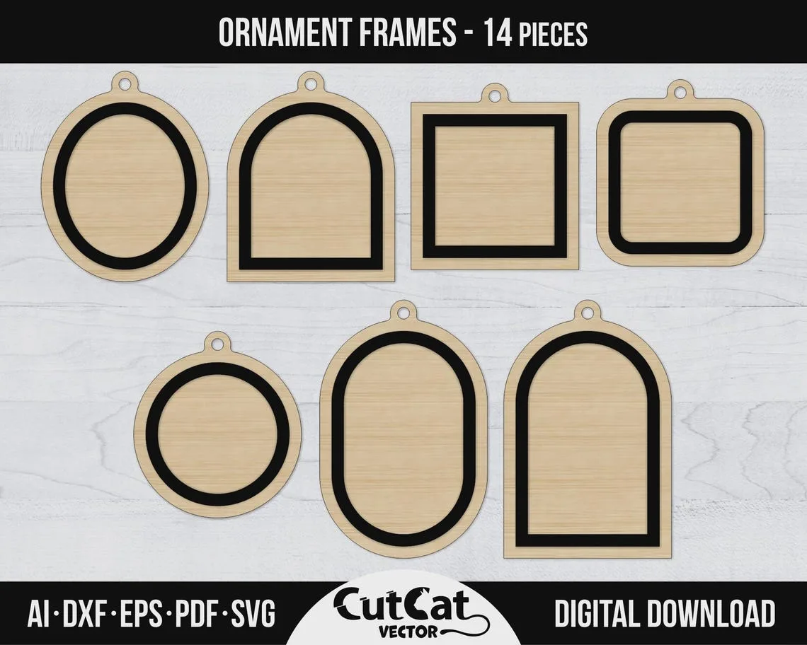 Ornament Frame Bundle laser cut file – view 3