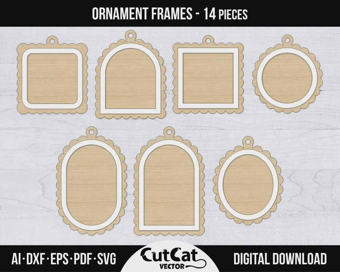 Ornament Frame Bundle laser cut file – view 4