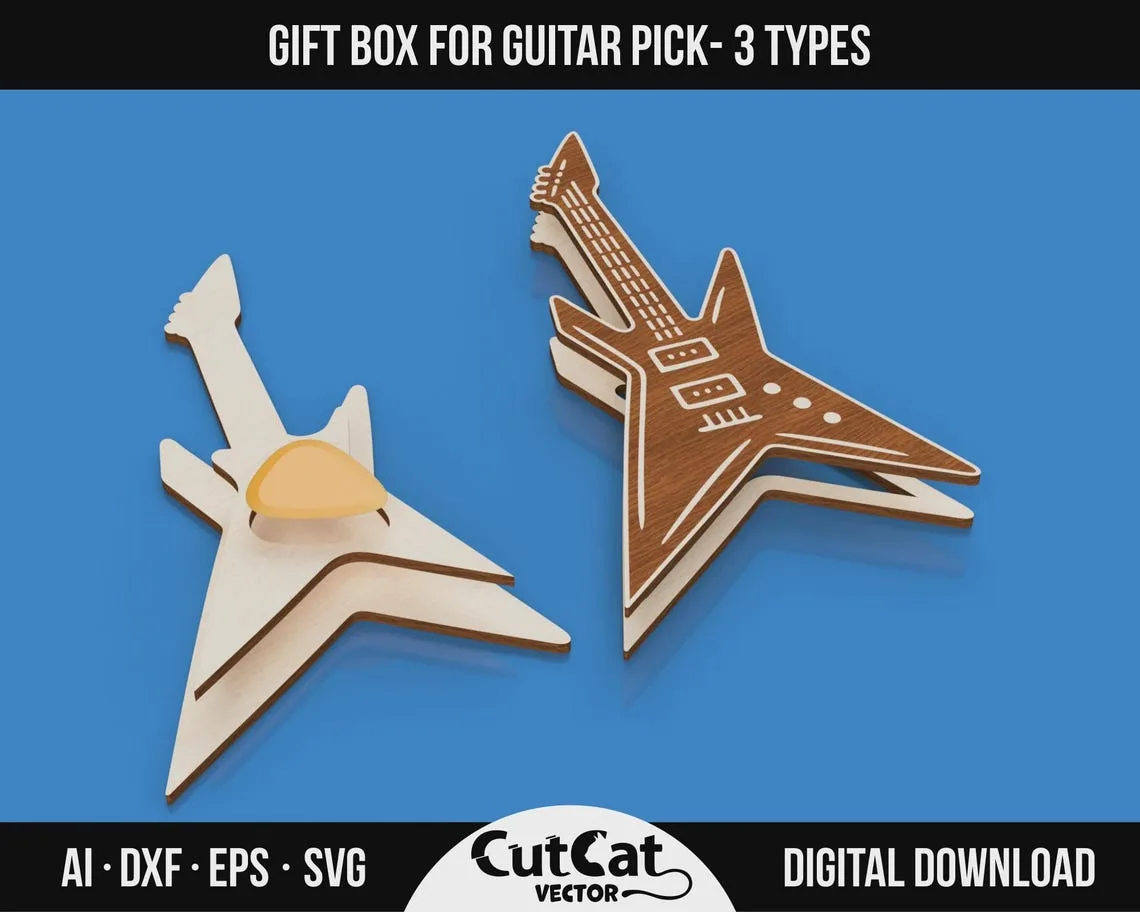 Guitar Pick Box laser cut file – view 3