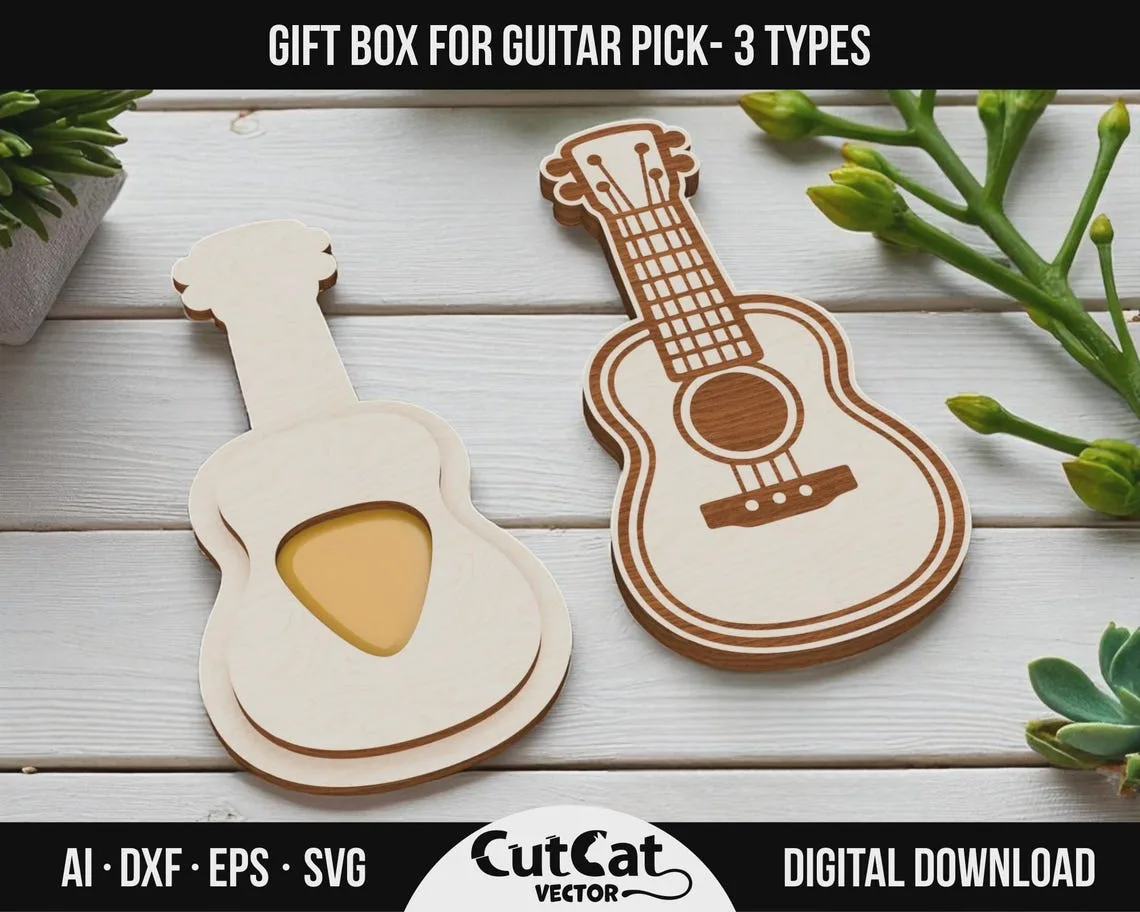 Guitar Pick Box laser cut file – view 4