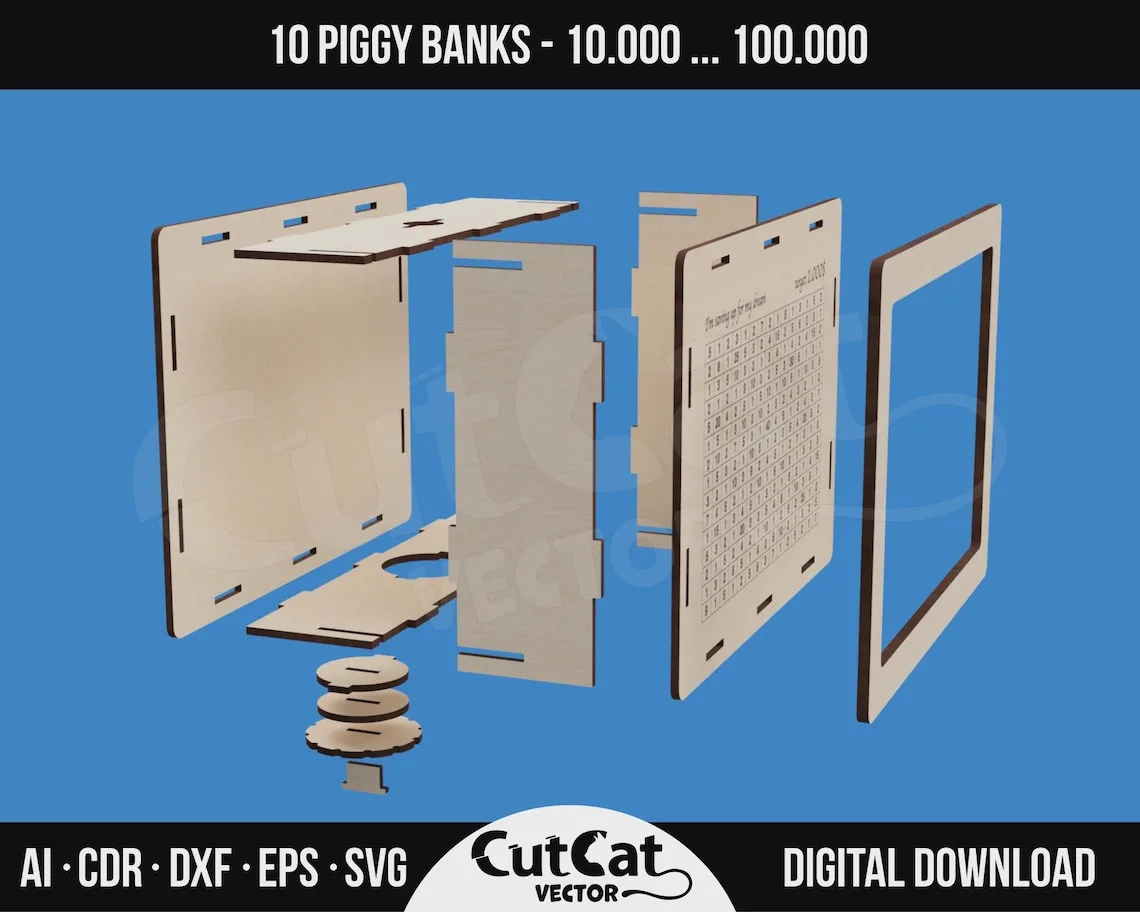 Target Piggy Bank laser cut file – view 4